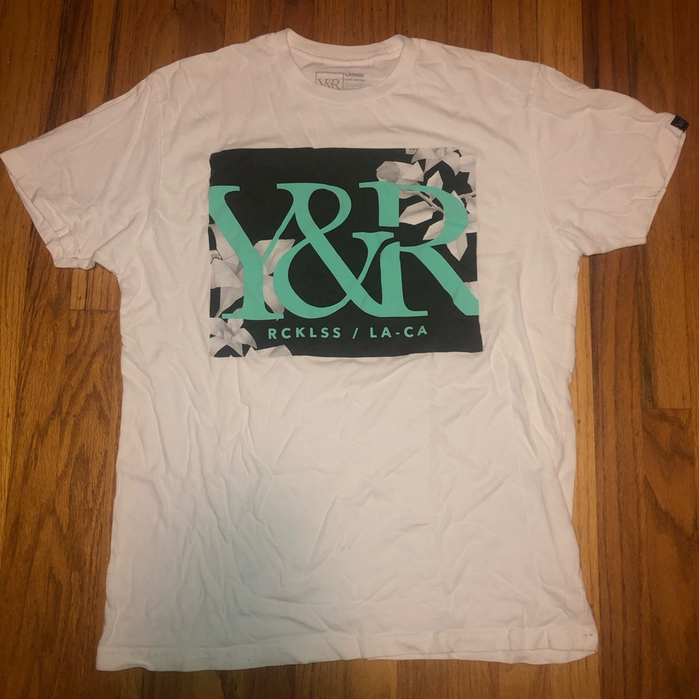 Young & Reckless White and Teal T-Shirt